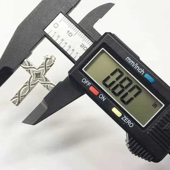 Vintage Italy 925 Sterling Silver Cross Necklace Pendant Pebbled Textured Star - Picture 5 of 9